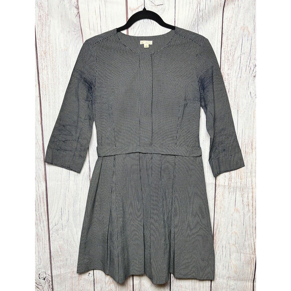 Gap Design And Crafted Fit And Flare Dress 1/2 Sleeves Black And White Size 4 - Picture 1 of 9
